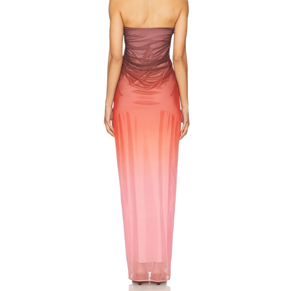 BAOBAB Lena Maxi Dress Cranberry Ombre Mesh Draped Gown BBAB-WD235 NWT Large - Picture 2 of 12
